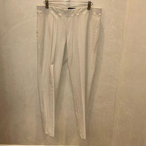 Eileen Fisher white washable stretch crepe pull-on straight leg crops